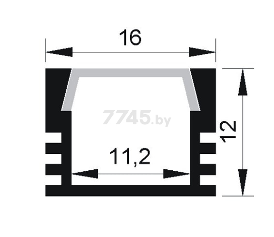 Профиль для светодиодной ленты PAL 1612 JAZZWAY 2 м (1009647) - Фото 4