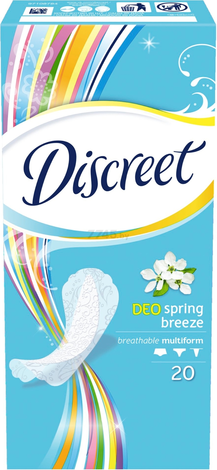 Ежедневные гигиенические прокладки DISCREET Deo Spring Breeze Multiform 20 штук (4015400179634) - Фото 4