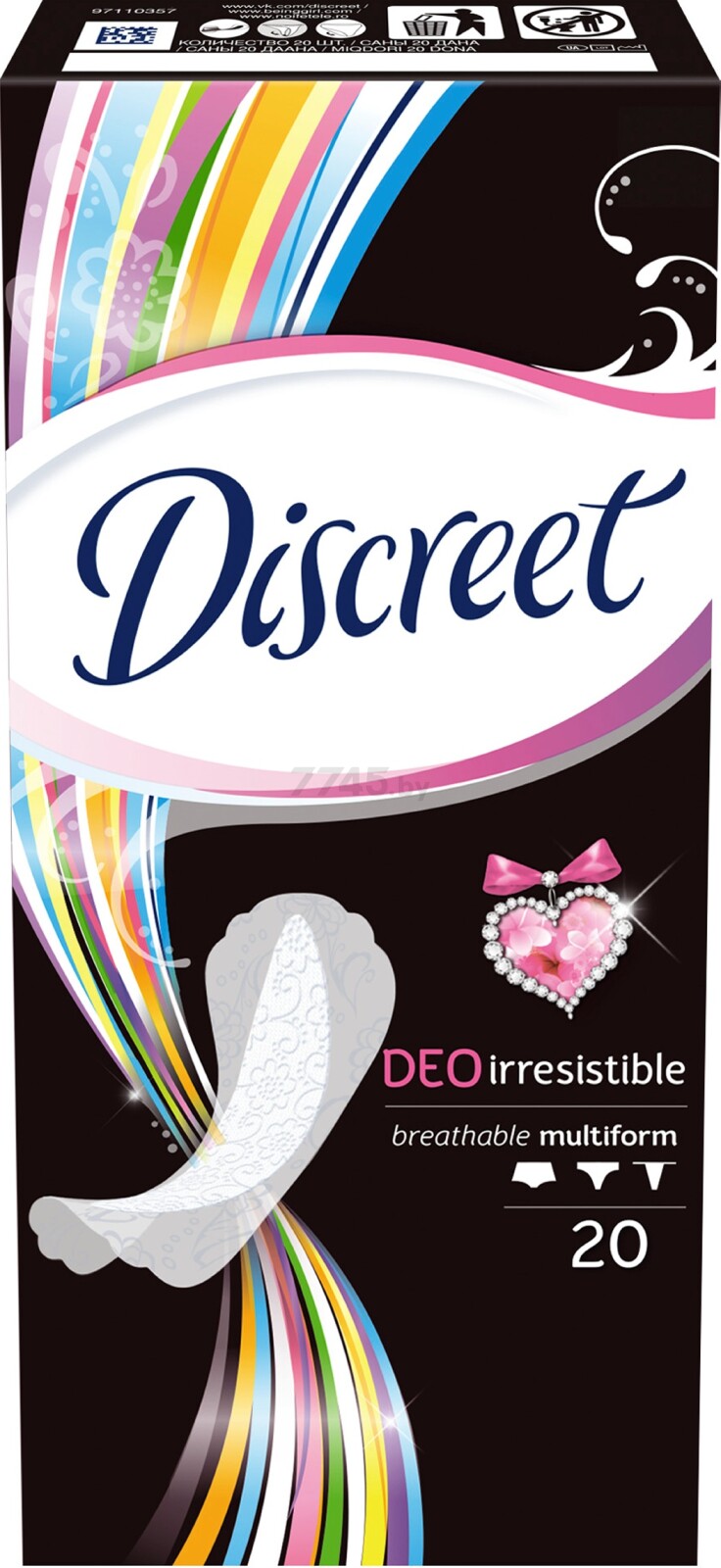 Ежедневные гигиенические прокладки DISCREET Deo Irresistible Multiform 20 штук (4015400542476) - Фото 2