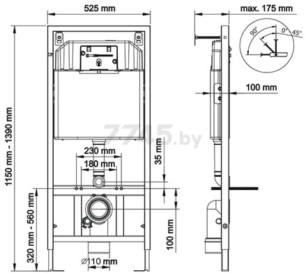 Инсталляция для подвесного унитаза BERGES Novum кнопка смыва L3 (40213) - Фото 3