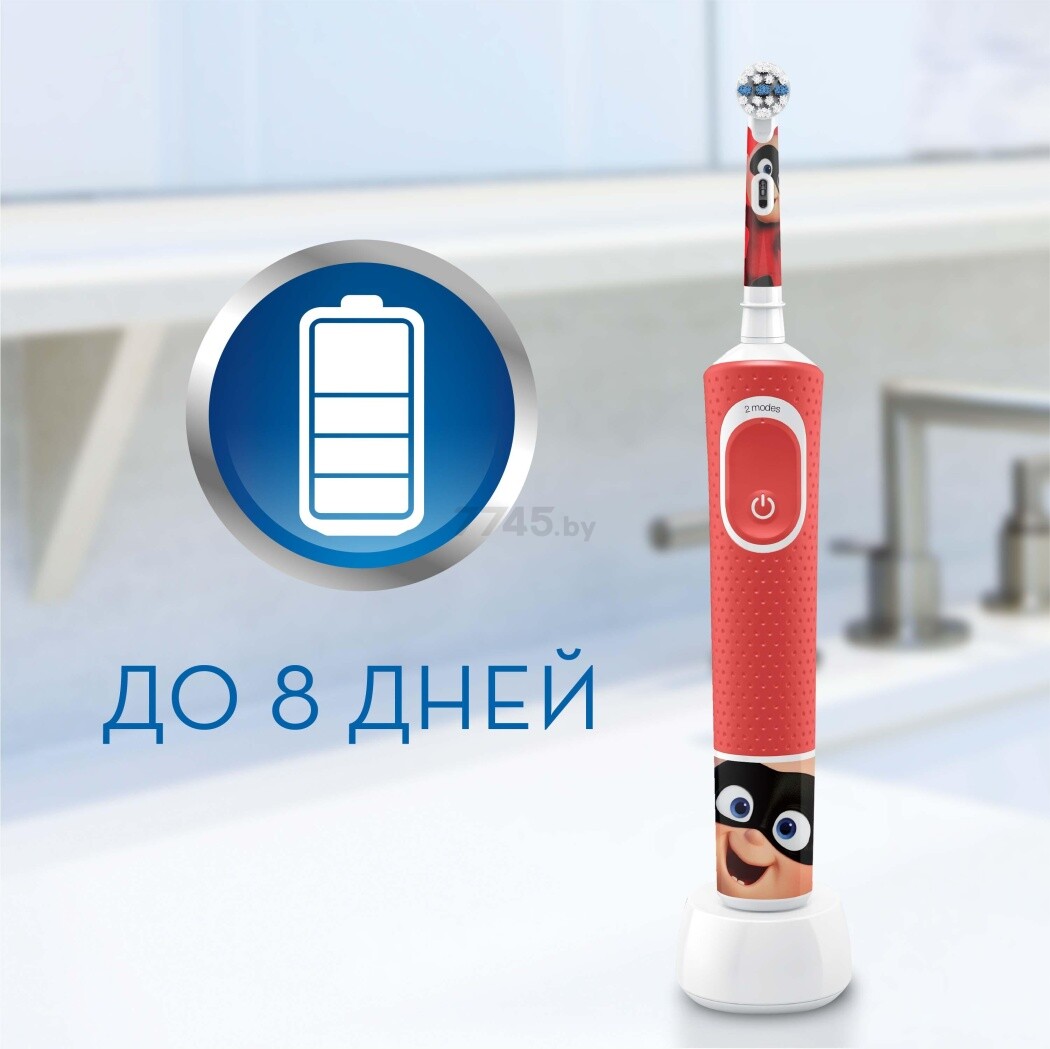 Зубная щетка электрическая детская ORAL-B D100.413.2KX Red тип 3710 и чехол (4210201314639) - Фото 3