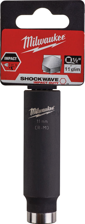 Головка ударная 1/2" 11 мм 6 граней удлиненная MILWAUKEE Shockwave (4932352849) - Фото 2