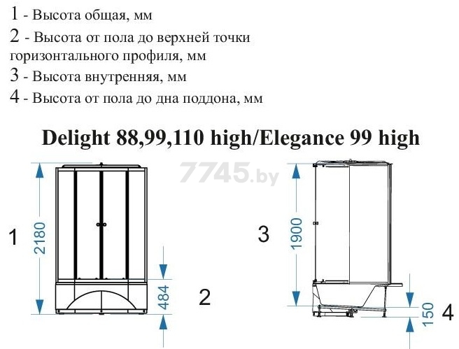 Кабина душевая DOMANI-Spa Delight 110 high 100х100 (DS01D110HWM00) - Фото 5