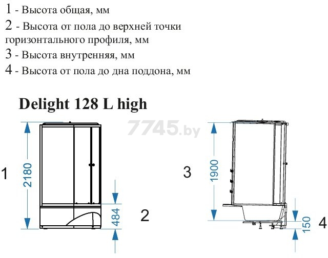 Кабина душевая гидромассажная DOMANI-Spa Delight 128 high L 120х80 (DS01D128LHWM10) - Фото 5