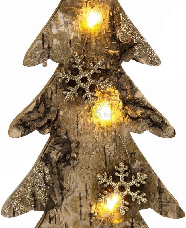 Фигура деревянная с подсветкой NEON-NIGHT Ель со снежинками 9,5х6х31 см (504-013) - Фото 3