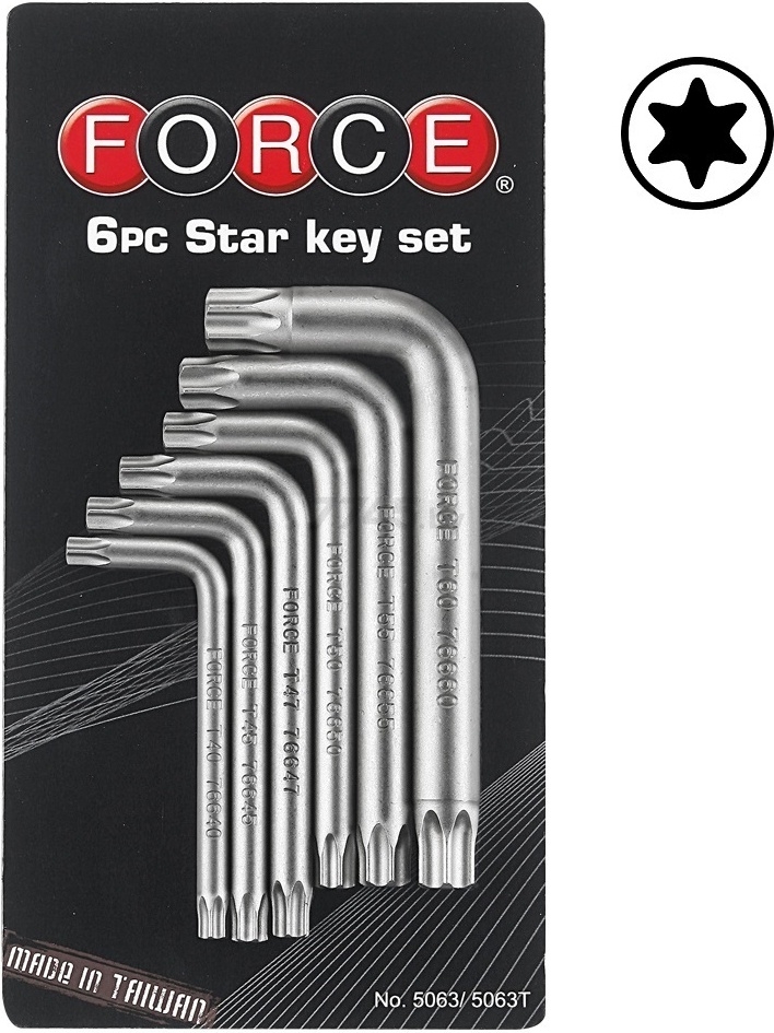 Набор ключей Torx Т40-Т60 6 предметов FORCE (5063)