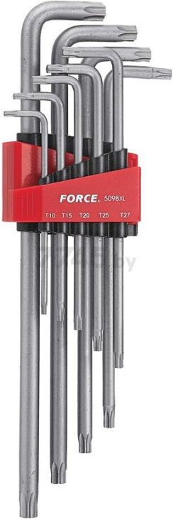 Набор ключей Torx Т10Н-Т50Н удлинённых c отверстием 9 предметов FORCE (5098XLT)