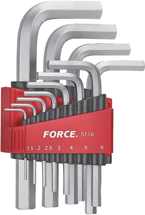 Набор ключей шестигранных 1,5-12 мм 11 предметов FORCE (5116)