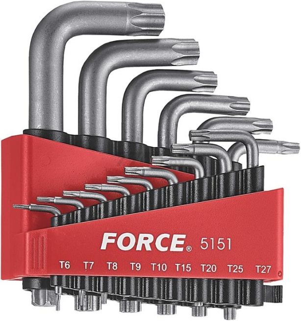Набор ключей Torx Т6Н-Т60Н c отверстием 15 предметов FORCE (5151T)