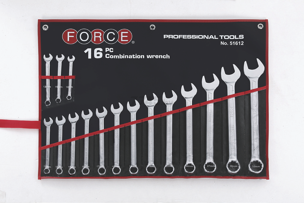 Набор комбинированных ключей 10-32 мм 16 предметов FORCE (51612)
