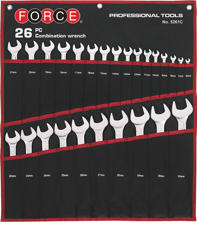 Набор комбинированных ключей 26 предметов FORCE (5261C)