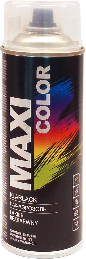 Лак аэрозольный декоративный алкидный MAXI COLOR бесцветный 400 мл (0005MX)