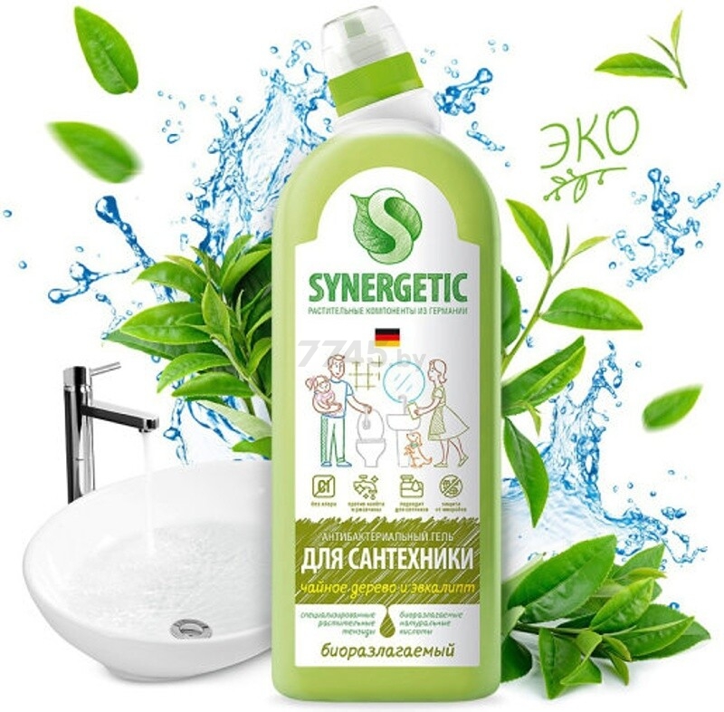Средство чистящее для ванны SYNERGETIC Чайное дерево и эвкалипт 0,7 л (4607971451020)