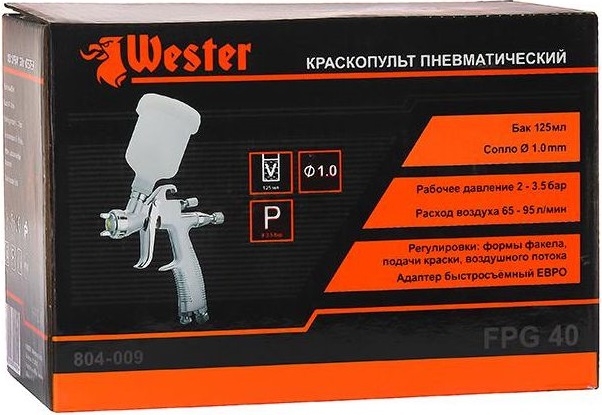 Краскопульт пневматический WESTER FPG-40 LVLP (75534) - Фото 5
