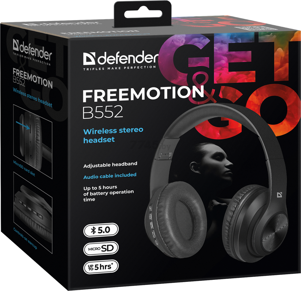 Наушники-гарнитура беспроводные DEFENDER FreeMotion B552 Black - Фото 6