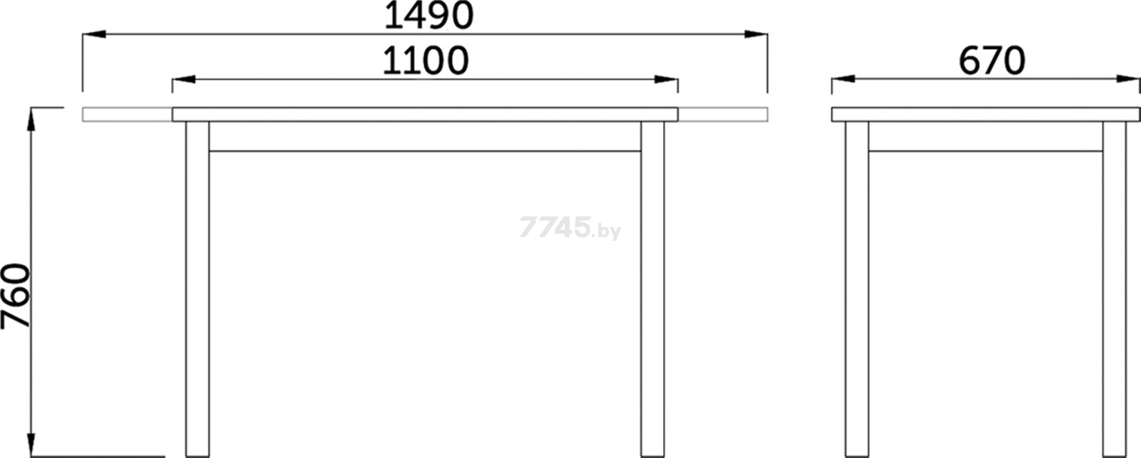 Стол кухонный ЭЛИГАРД One белый матовый 110-149x67x76 см (60775) - Фото 7