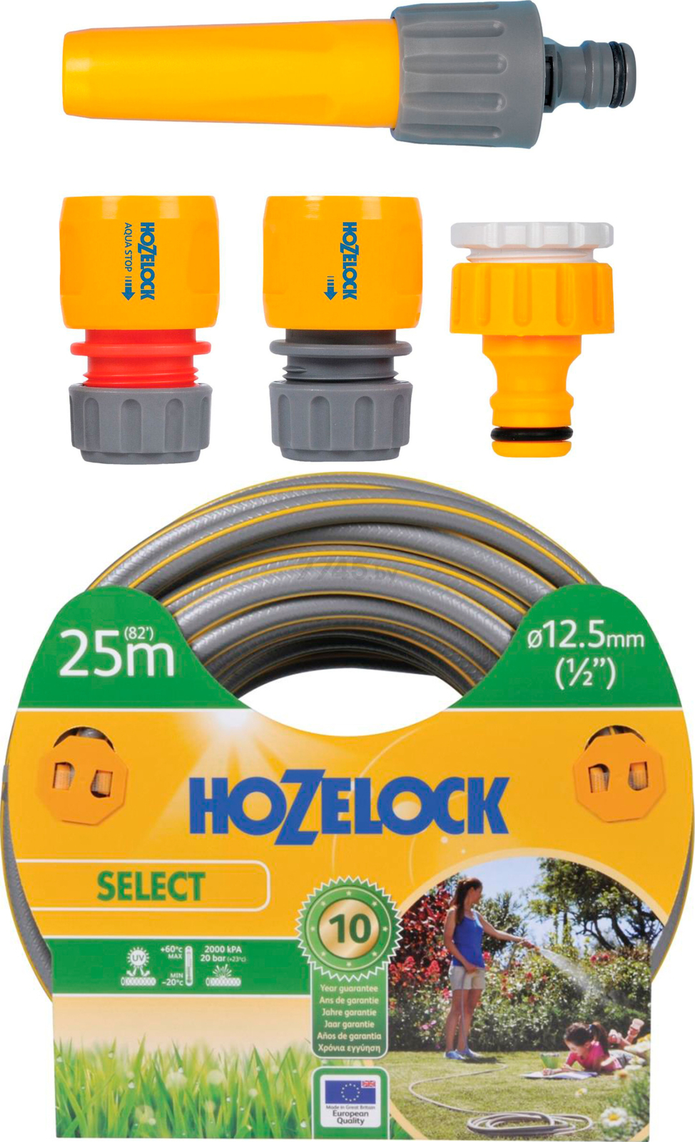 Шланг поливочный HOZELOCK 6025 Select 1/2" 25 м и поливочный набор (6025P2352)