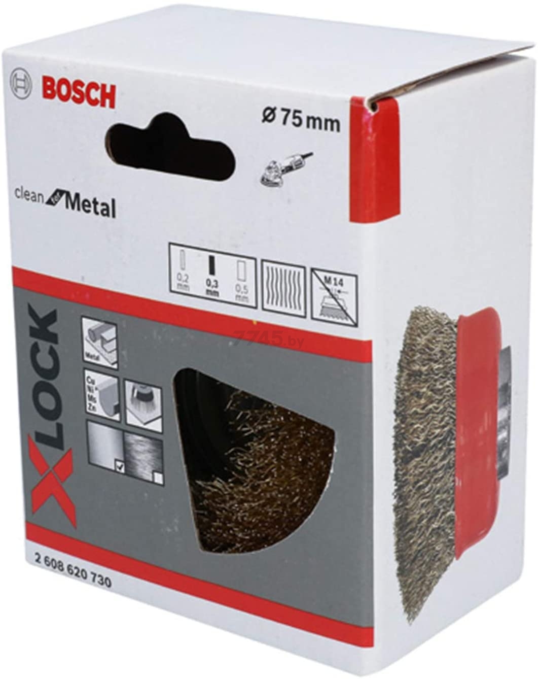 Щетка для УШМ чашка гофра 75мм X-Lock BOSCH Clean for Metal (2608620730) - Фото 3