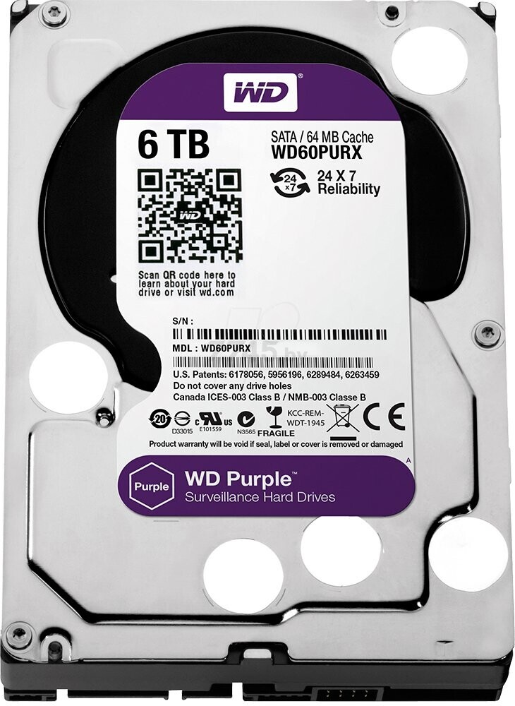 Жесткий диск HDD Western Digital Purple 6TB (WD60PURX) - Фото 2