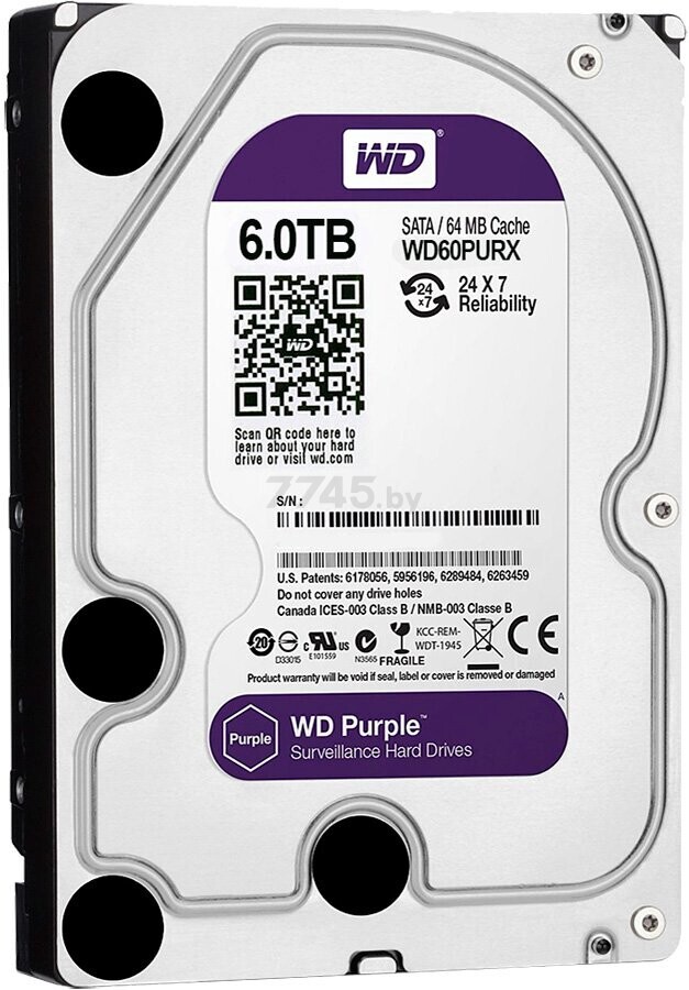 Жесткий диск HDD Western Digital Purple 6TB (WD60PURX)