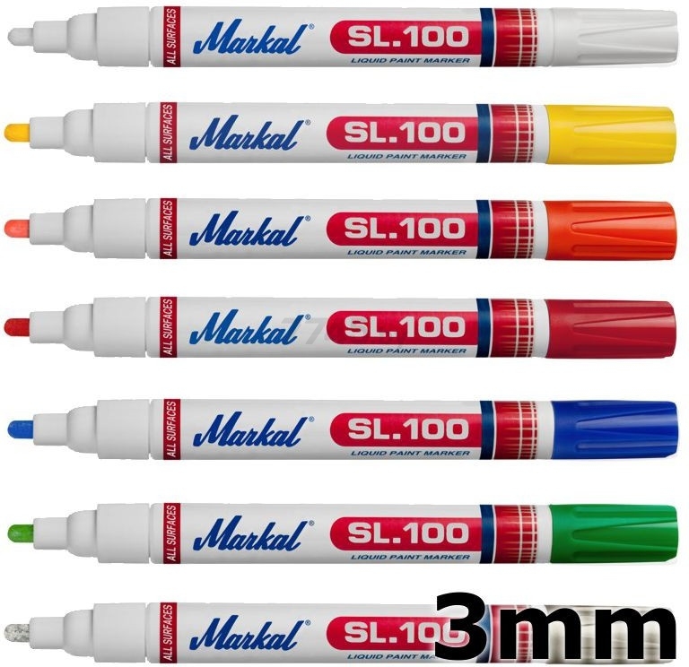 Маркер перманентный на основе жидкой краски MARKAL SL100 белый (31240120) - Фото 2