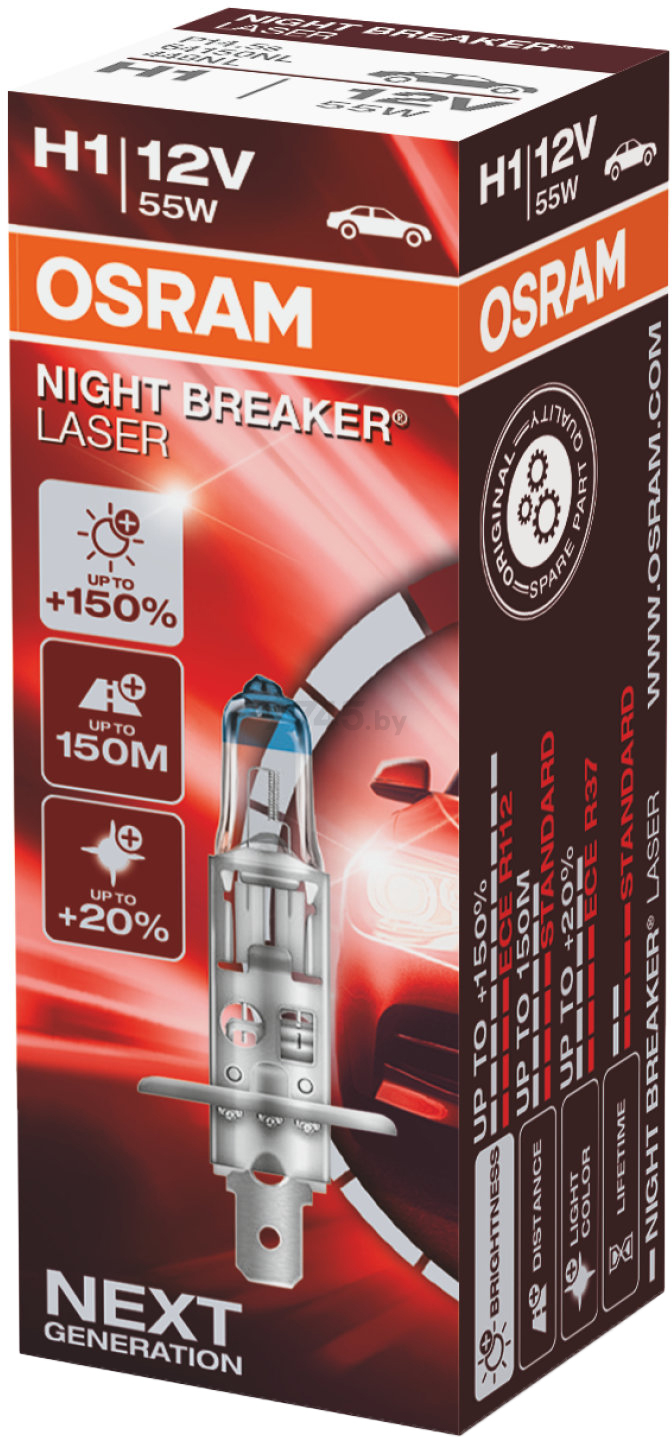 Лампа галогенная автомобильная OSRAM Night Breaker Laser H1 (64150NL) - Фото 2