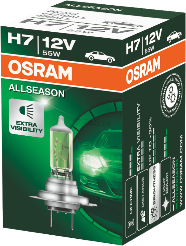 Лампа галогенная автомобильная OSRAM Allseason H7 (64210ALL) - Фото 2