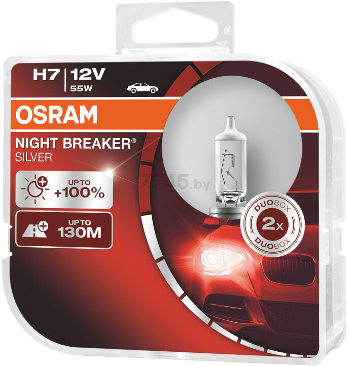 Лампа галогенная автомобильная OSRAM Night Breaker Silver H7 2 штуки (64210NBS-HCB) - Фото 2