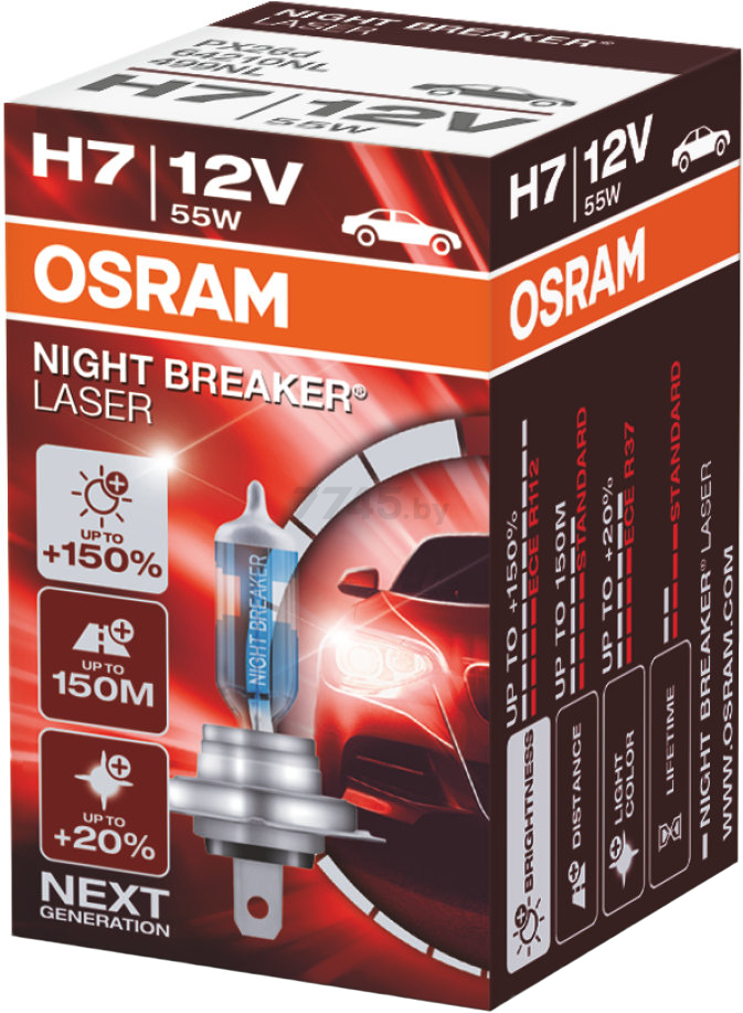 Лампа галогенная автомобильная OSRAM Night Breaker Laser H7 (64210NL) - Фото 2