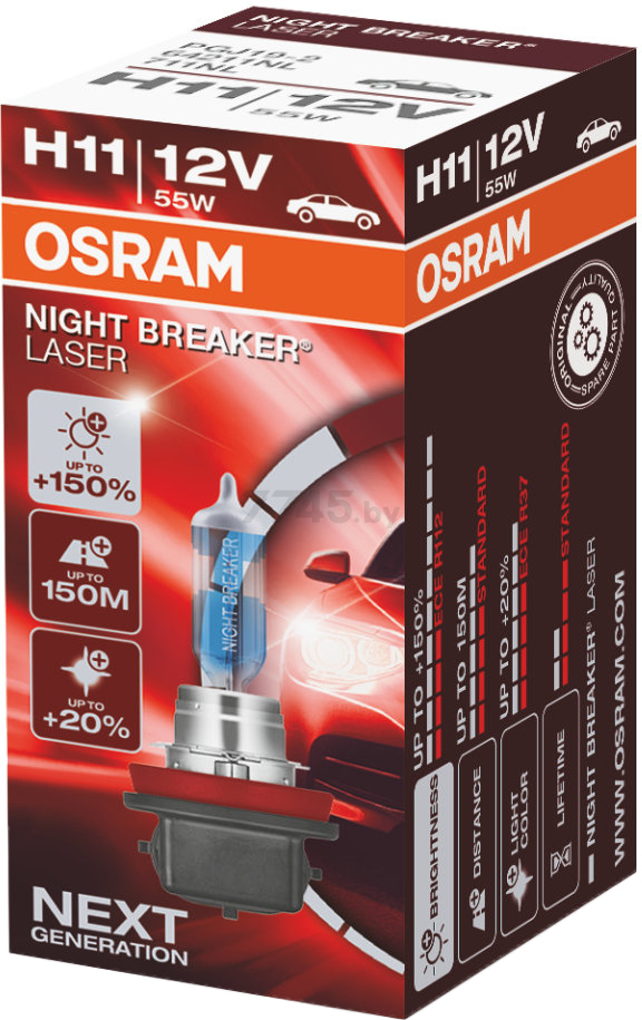 Лампа галогенная автомобильная OSRAM Night Breaker Laser H11 (64211NL) - Фото 2