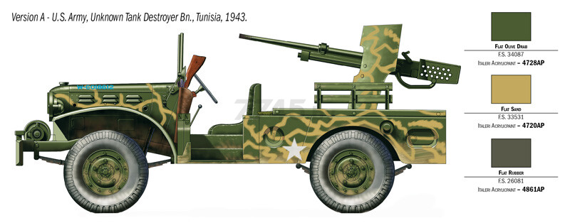 Сборная модель ITALERI Самоходная артиллерийская установка M6 WC-55 с фигуркой 1:35 (6555) - Фото 3