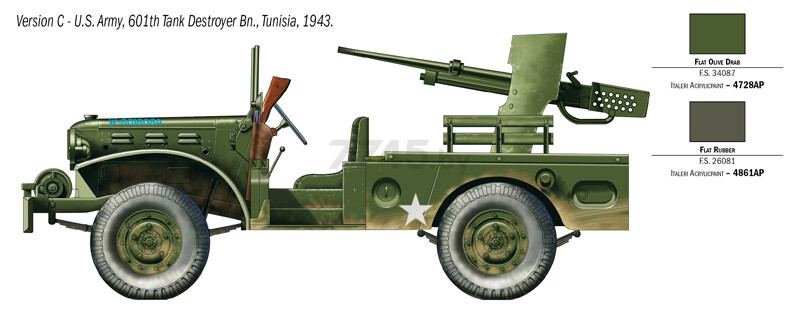 Сборная модель ITALERI Самоходная артиллерийская установка M6 WC-55 с фигуркой 1:35 (6555) - Фото 5
