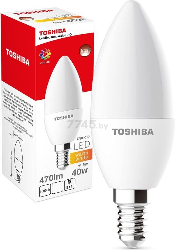 Лампа светодиодная E14 TOSHIBA C37 5 Вт 4000K