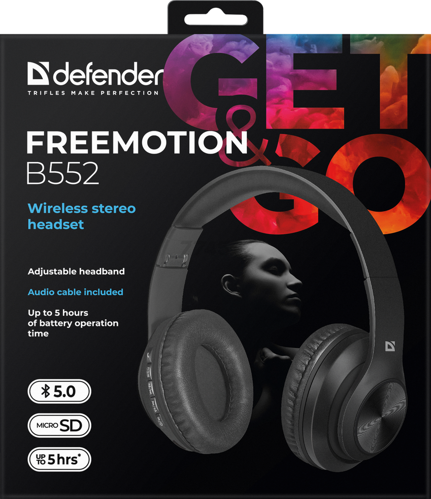 Наушники-гарнитура беспроводные DEFENDER FreeMotion B552 Black - Фото 7