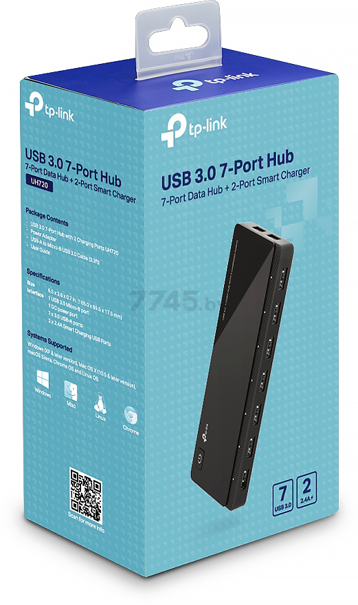 USB-хаб TP-Link UH720 черный - Фото 7