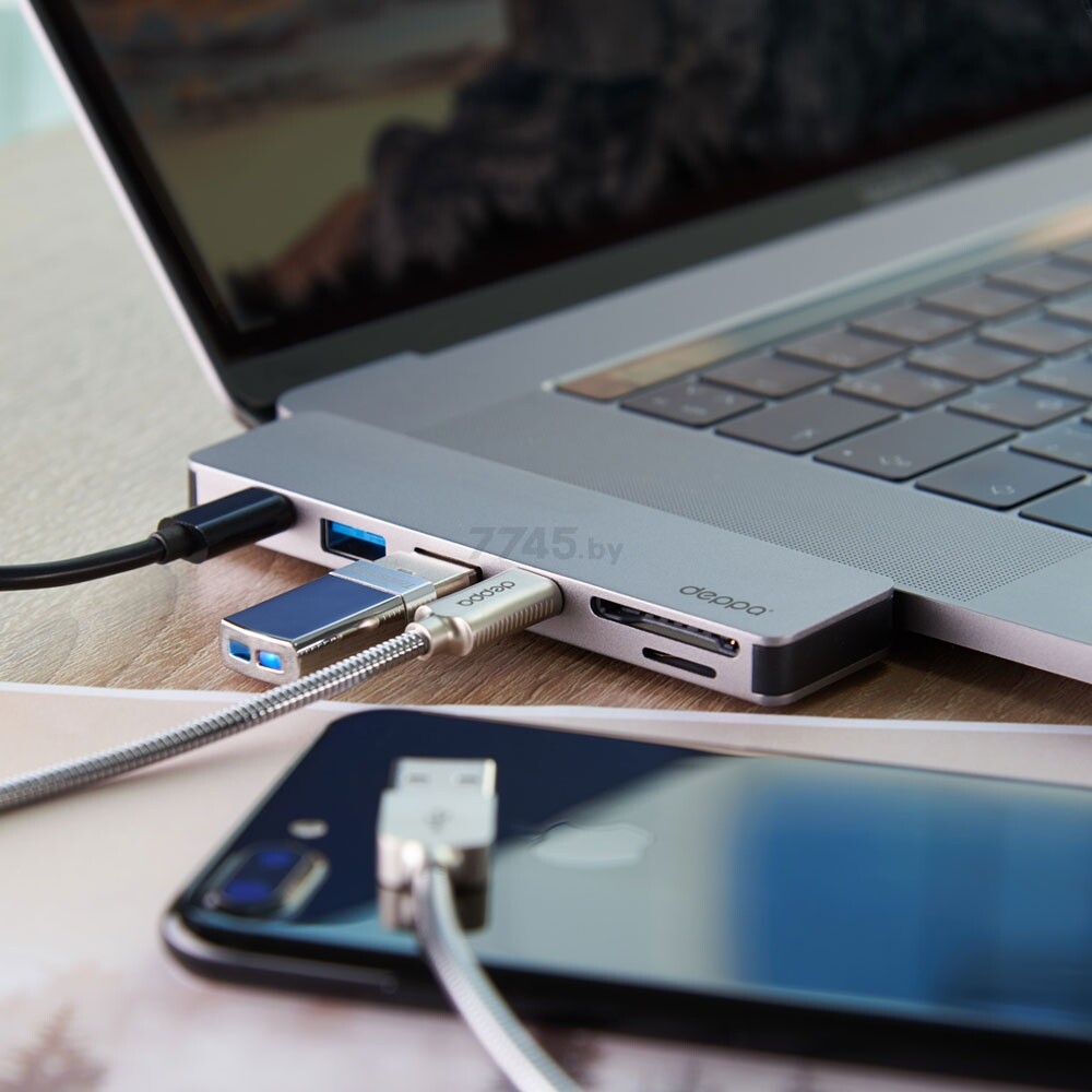 Док-станция DEPPA USB-C адаптер для MacBook 7в1 (73122) - Фото 2