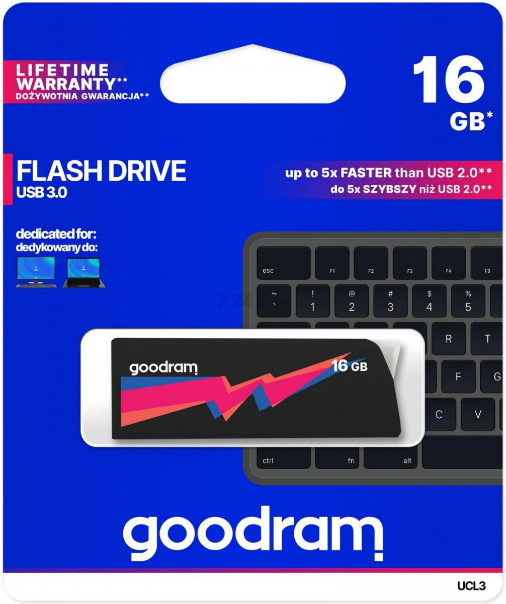 USB-флешка 16 Гб GOODRAM UCL3 Black (UCL3-0160K0R11) - Фото 2