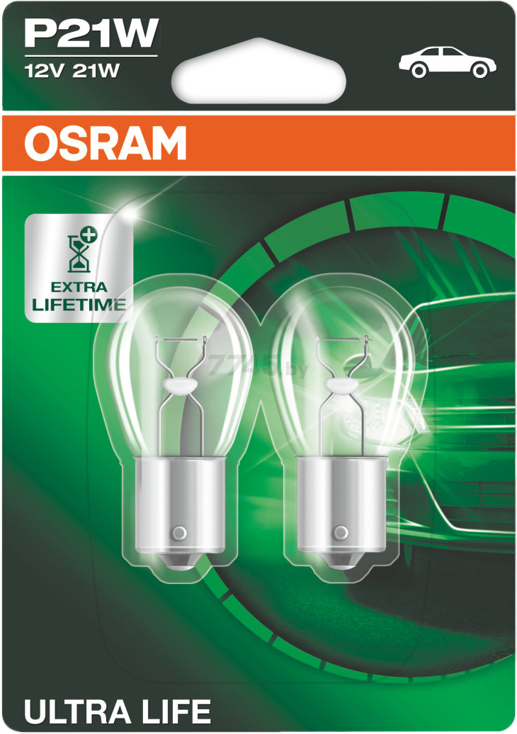 Лампа накаливания автомобильная OSRAM Ultra Life P21W 2 штуки (7506ULT-02B) - Фото 3