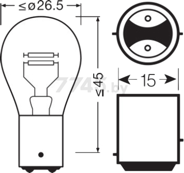 Лампа накаливания автомобильная OSRAM Original P21/5W 2 штуки (7528-02B) - Фото 3