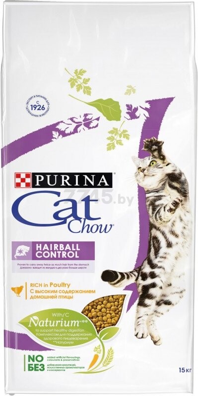 Сухой корм для кошек CAT CHOW Hairball Control домашняя птица 15 кг (7613033160417) - Фото 5
