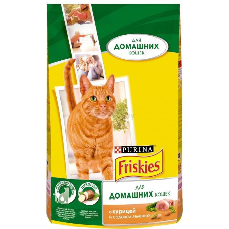 Сухой корм для кошек FRISKIES Для домашних курица и садовая зелень 1,5 кг (7613035157026) - Фото 4