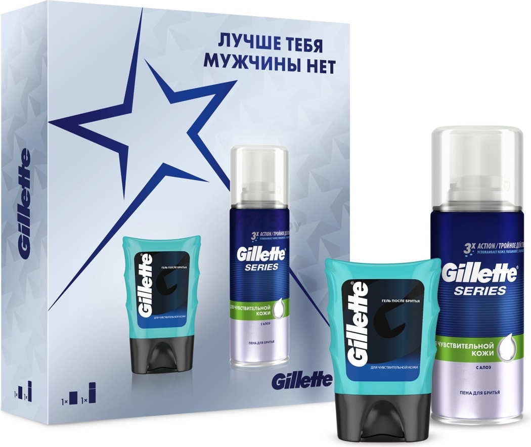 Набор подарочный GILLETTE Пена для бритья Series Sensitive Skin 100 мл и Гель после бритья Sensitive Skin 75 мл (7702018529469) - Фото 3