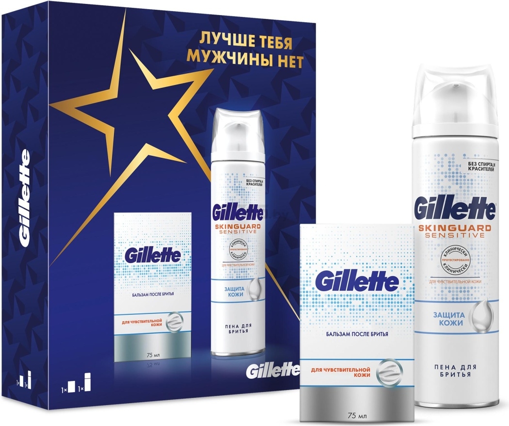 Набор подарочный GILLETTE Бальзам после бритья Sensitive Skin 75 мл и Пена для бритья Skinguard Sensitive с Алоэ 250 мл (7702018556946) - Фото 4