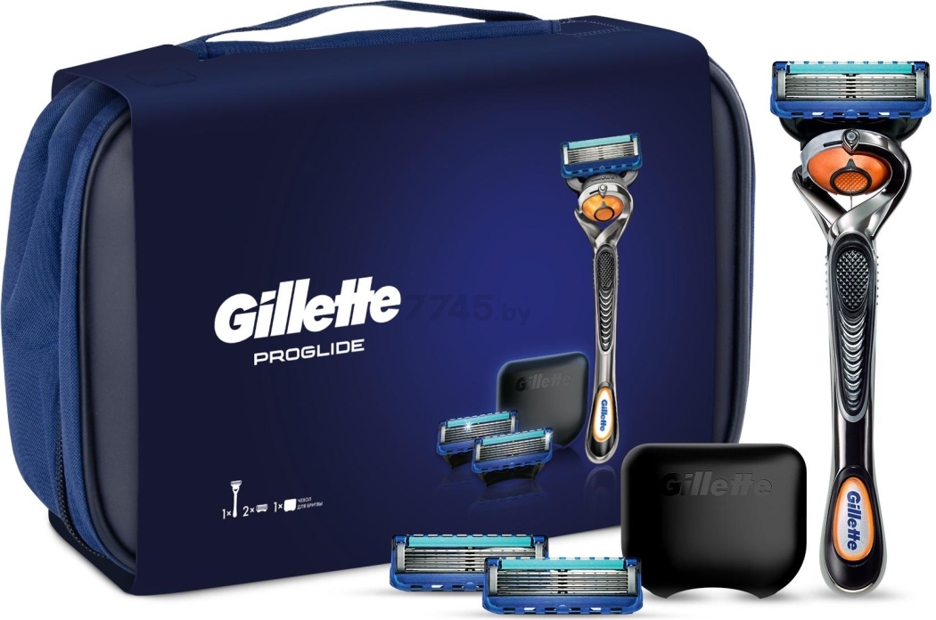 Набор подарочный GILLETTE Fusion5 Станок ProGlide с кассетой, Сменные кассеты 2 штуки, Чехол и Косметичка (7702018565863)