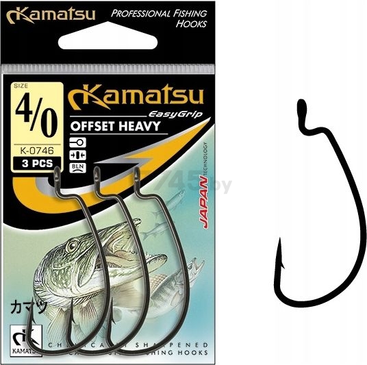 Крючки рыболовные одинарные KAMATSU Offset Heavy K-0746 №5/0 3 штук (516200350)