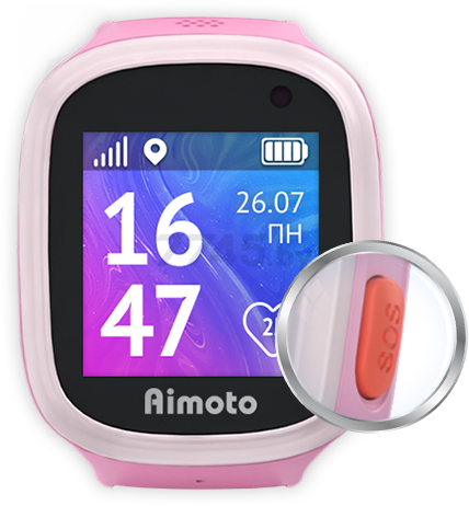 Умные часы детские Кнопка жизни AIMOTO Start 2 розовый - Фото 6