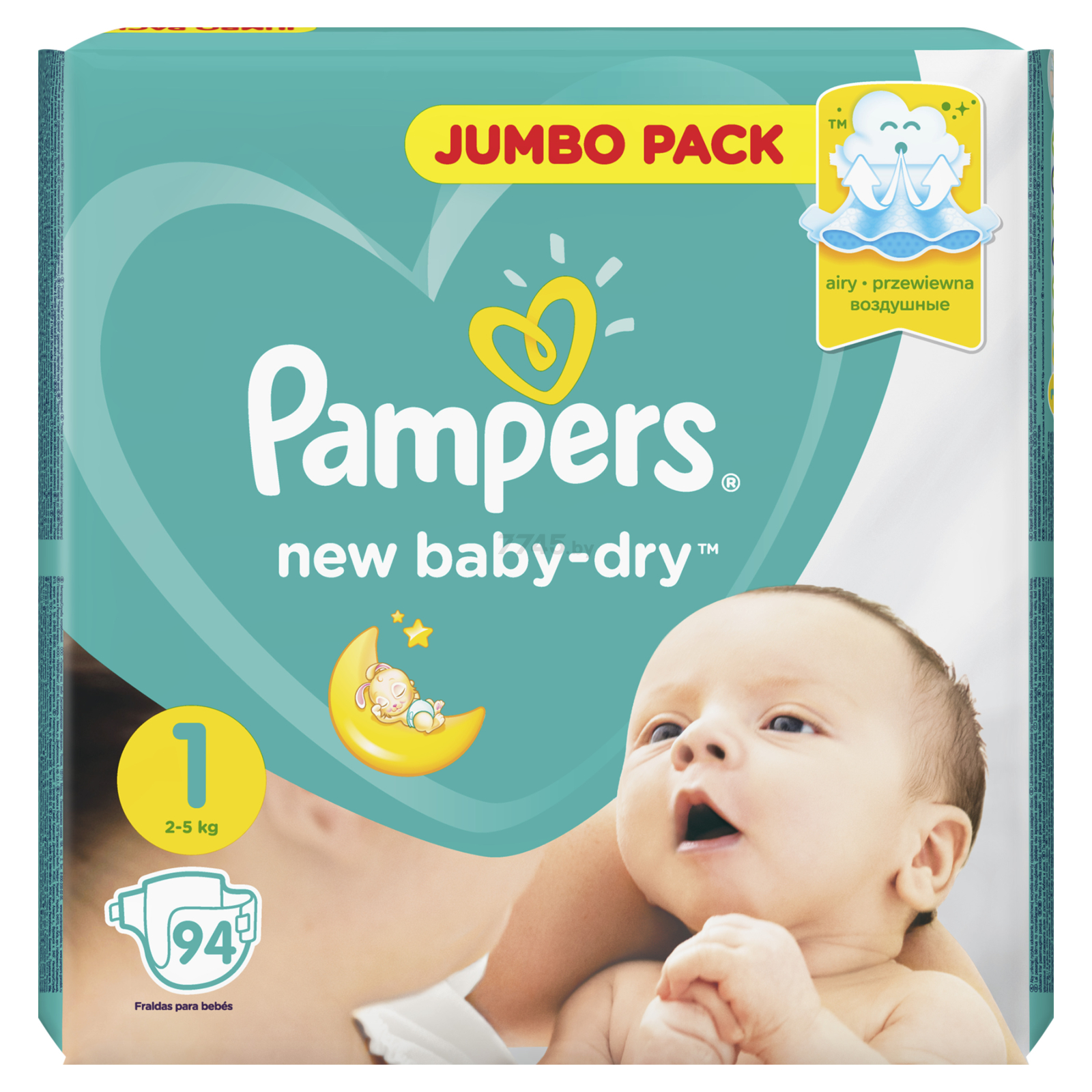 Подгузники PAMPERS New Baby-Dry 1 Newborn 2-5 кг 94 штуки (8001090172471) - Фото 2