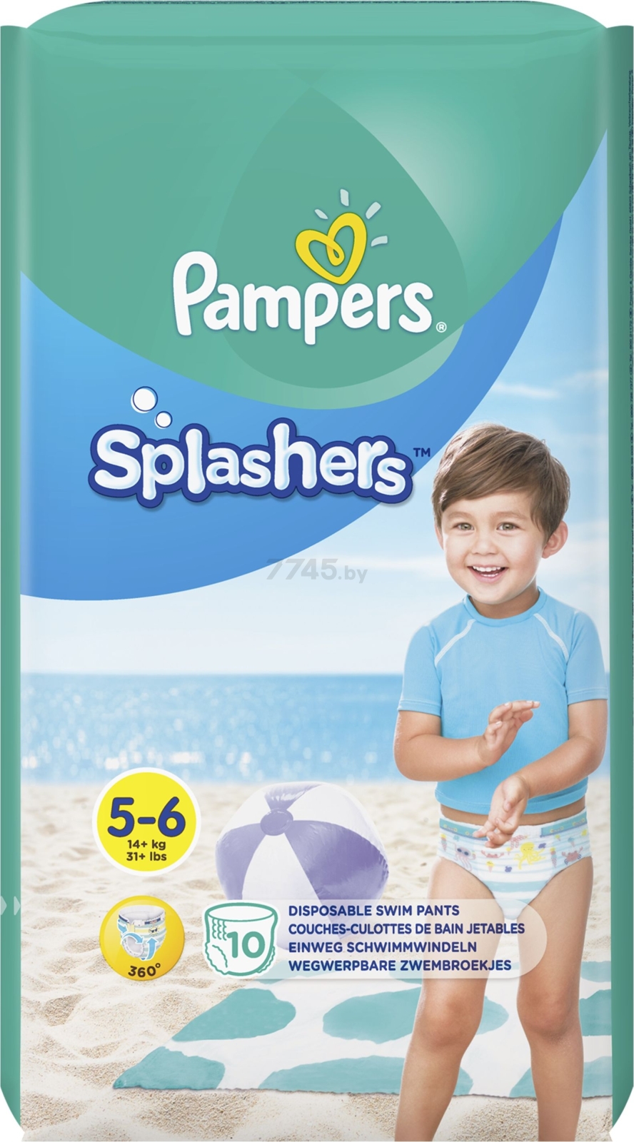 Подгузники-трусики для плавания PAMPERS Splashers 5 Junior-6 Extra Large 14-22 кг 10 штук (8001090728951) - Фото 2