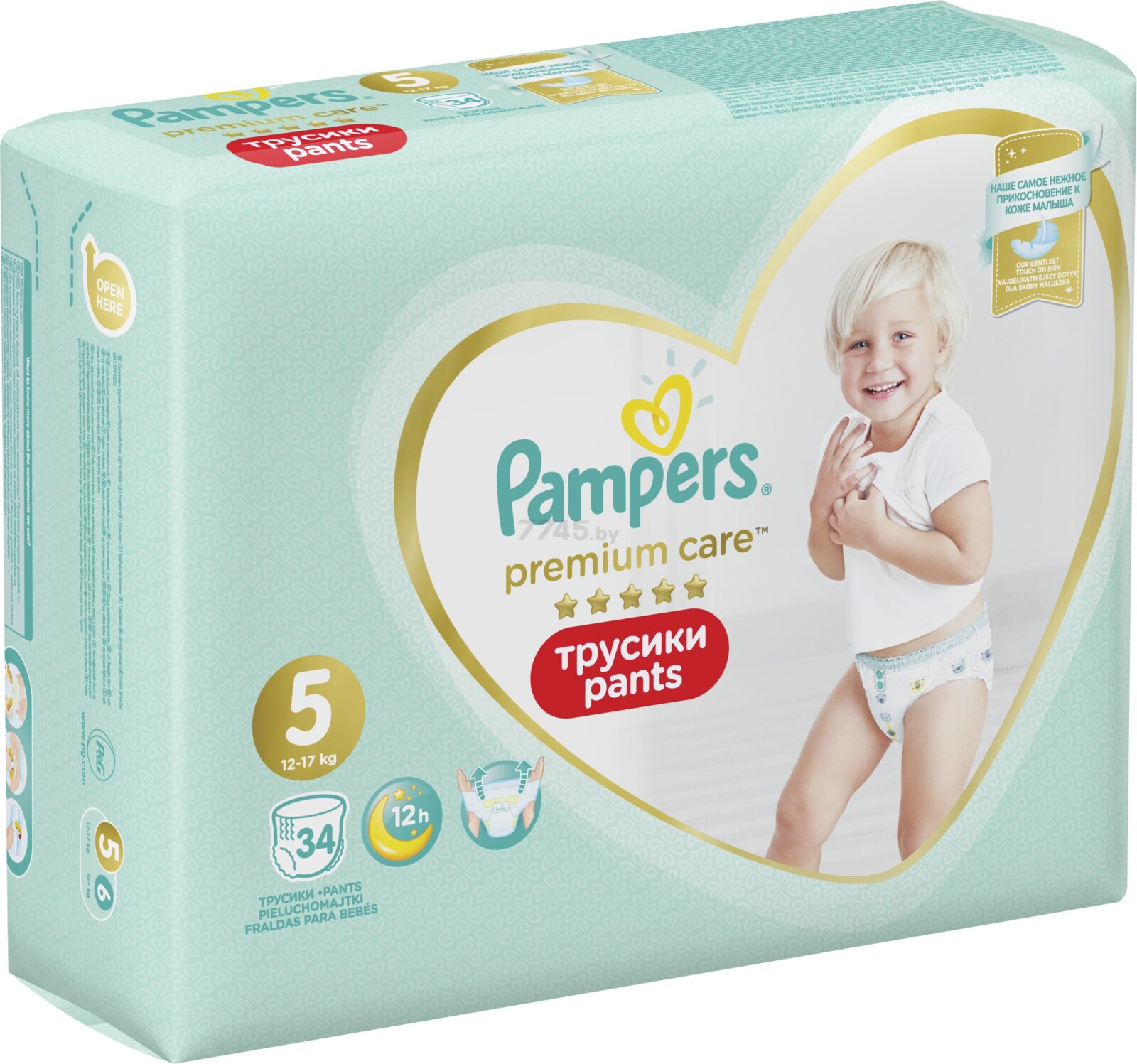 Подгузники-трусики PAMPERS Premium Care Pants 5 Junior 12-17 кг 34 штуки (8001090759870) - Фото 4