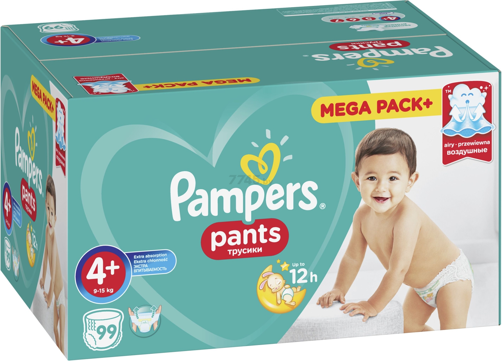 Подгузники-трусики PAMPERS Pants 4+ Maxi Plus 9-15 кг 99 штук (8001841133485) - Фото 3